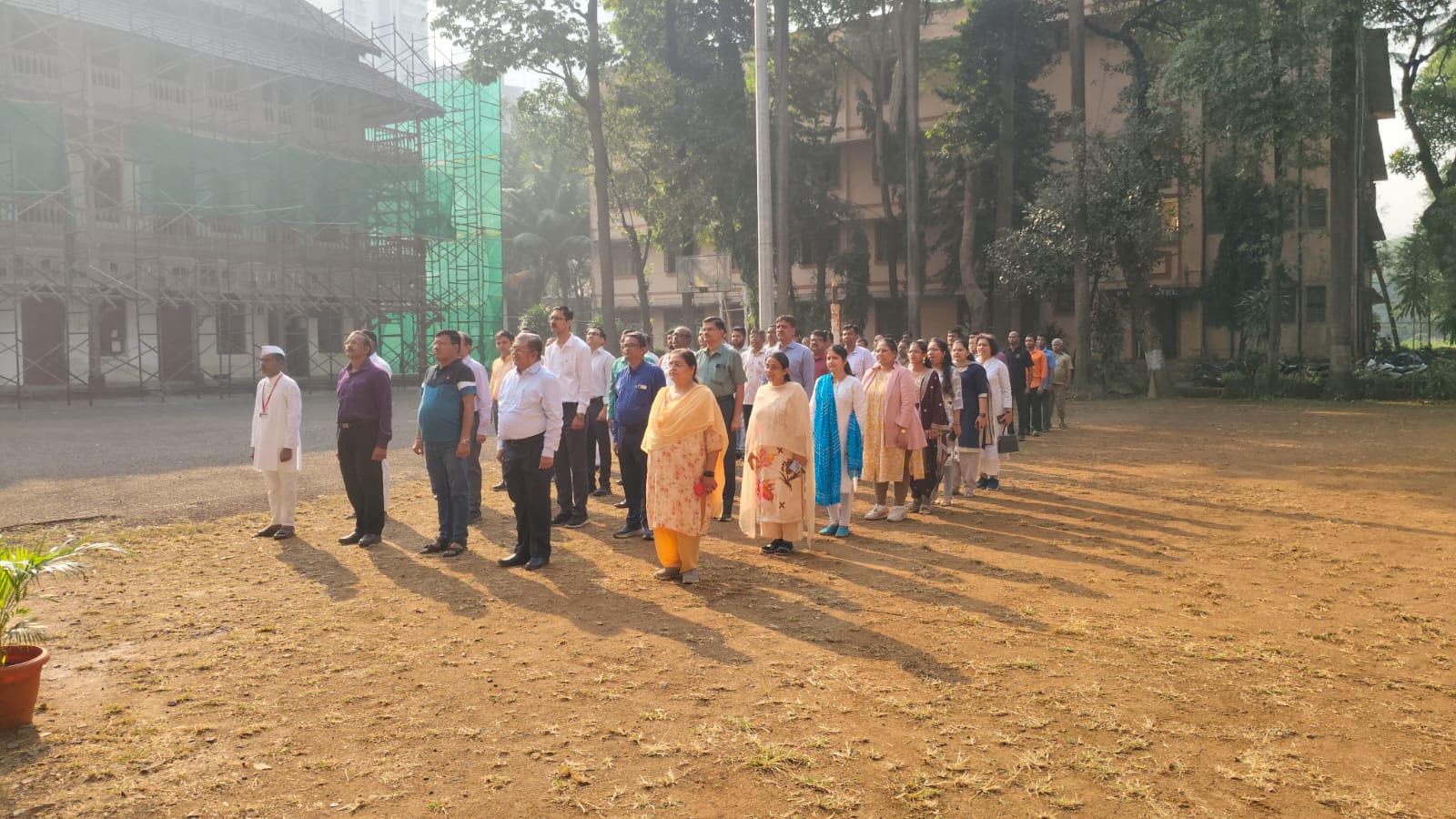 Staff and Students present during the flag hoisting ceremony